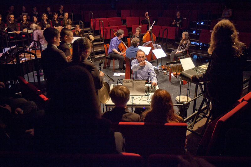 Students perform in a large scale end of term concert (photography by Andy Brown)